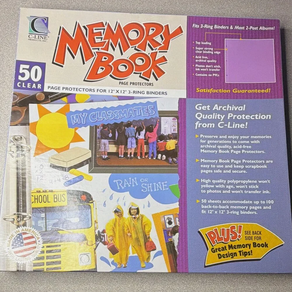 C-Line Memory Book Clear Page Protectors, 50 Sheets, 12